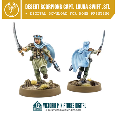 Desert Scorpions Capt. Laura Swift .STL Download Victoria Miniatures