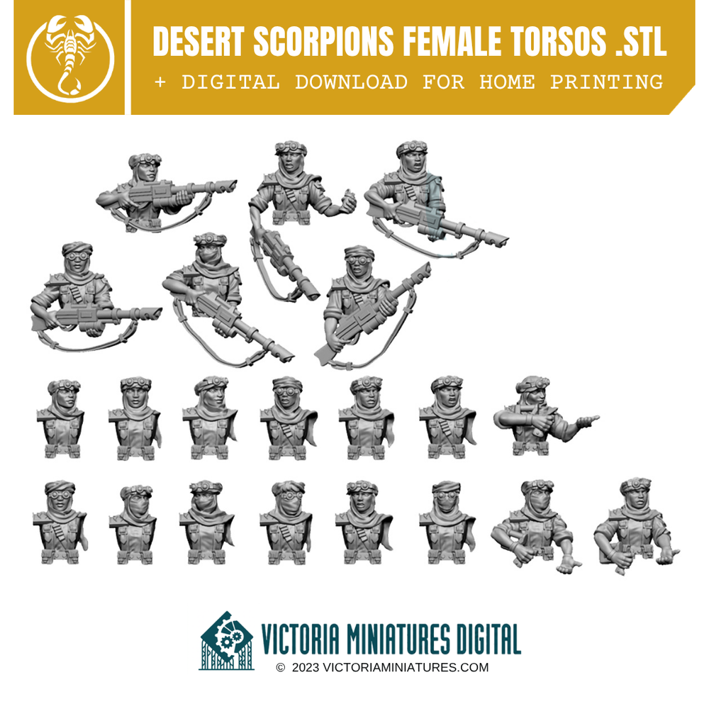 Desert Scorpions Female Torsos .STL Download Victoria Miniatures