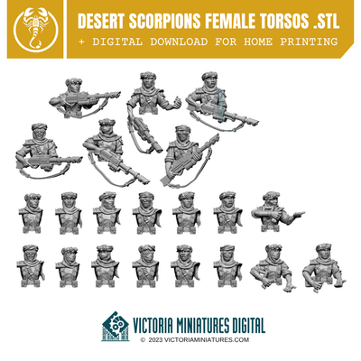 Desert Scorpions Female Torsos .STL Download Victoria Miniatures