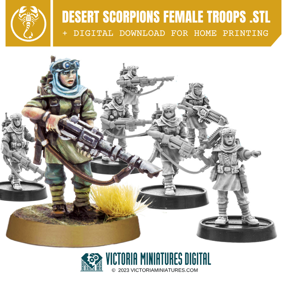 Desert Scorpions Modular Female Troops .STL Download Victoria Miniatures
