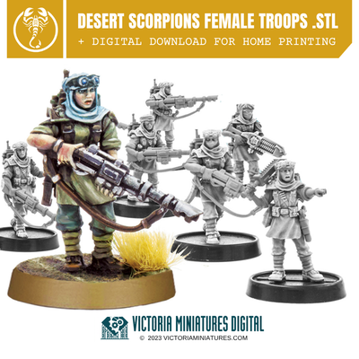 Desert Scorpions Modular Female Troops .STL Download Victoria Miniatures