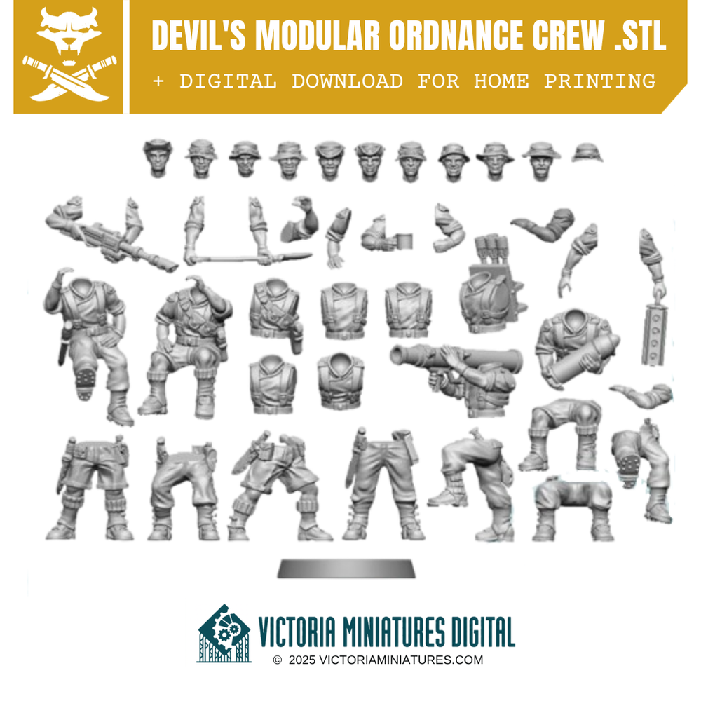Devil's Modular Ordnance Crew .STL Download Victoria Miniatures