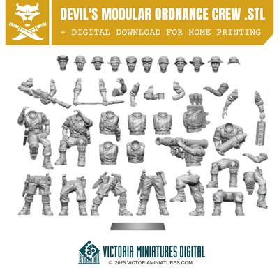 Devil's Modular Ordnance Crew .STL Download Victoria Miniatures