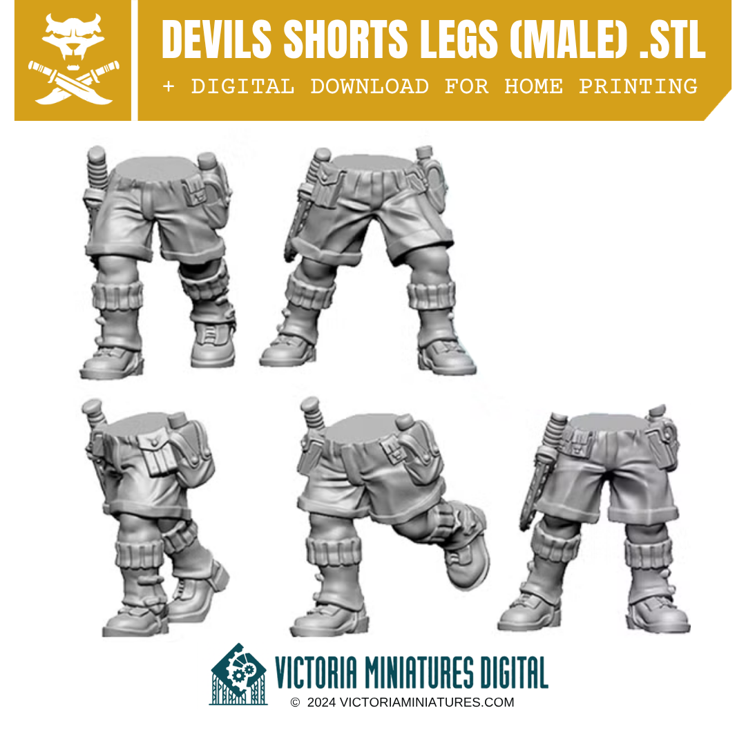 Devils Shorts Legs x5 Male .STL Download Victoria Miniatures