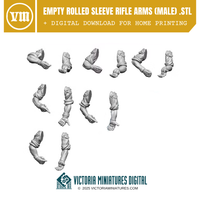 Empty Rolled Sleeve Rifle Arms (Male) .STL Download Victoria Miniatures