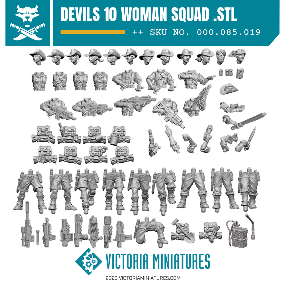 Van Diemen's World Devils 10 Woman Squad .STL Download