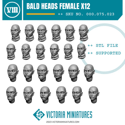 Bald Heads Female x12 .STL Download