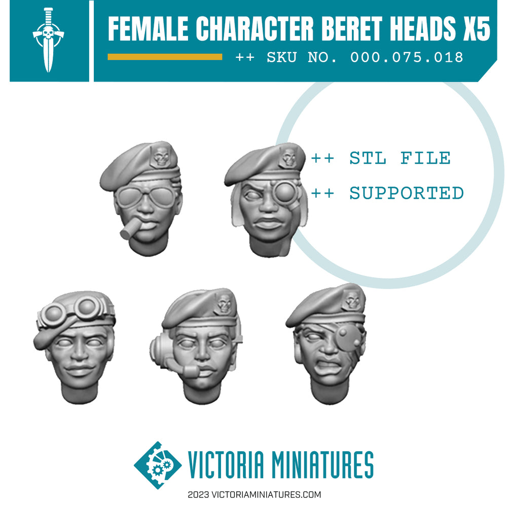 Character Beret Heads Female x5 .STL Download