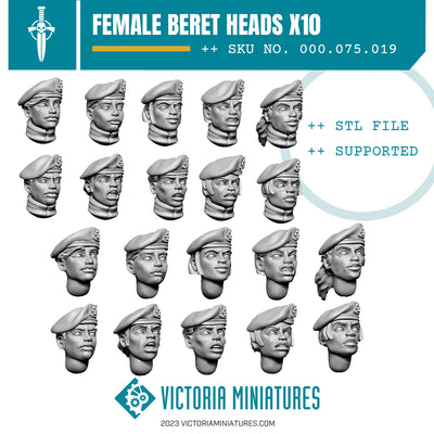 Beret Heads Female x10 .STL Download