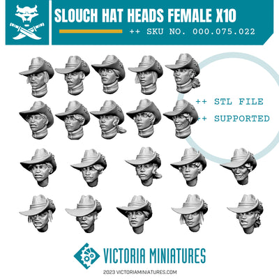 Slouch Hat Heads Female x10 .STL Download