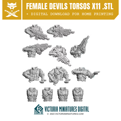 Van Diemen's World Devils Torsos Female x11 .STL Download Victoria Miniatures