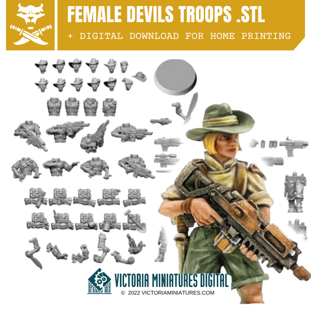 Van Diemen's World Devils 10 Woman Squad .STL Download Victoria Miniatures