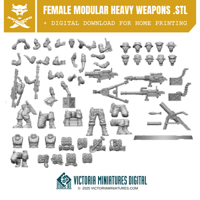 Devils's Female Modular Heavy Weapons Crews .STL Download Victoria Miniatures
