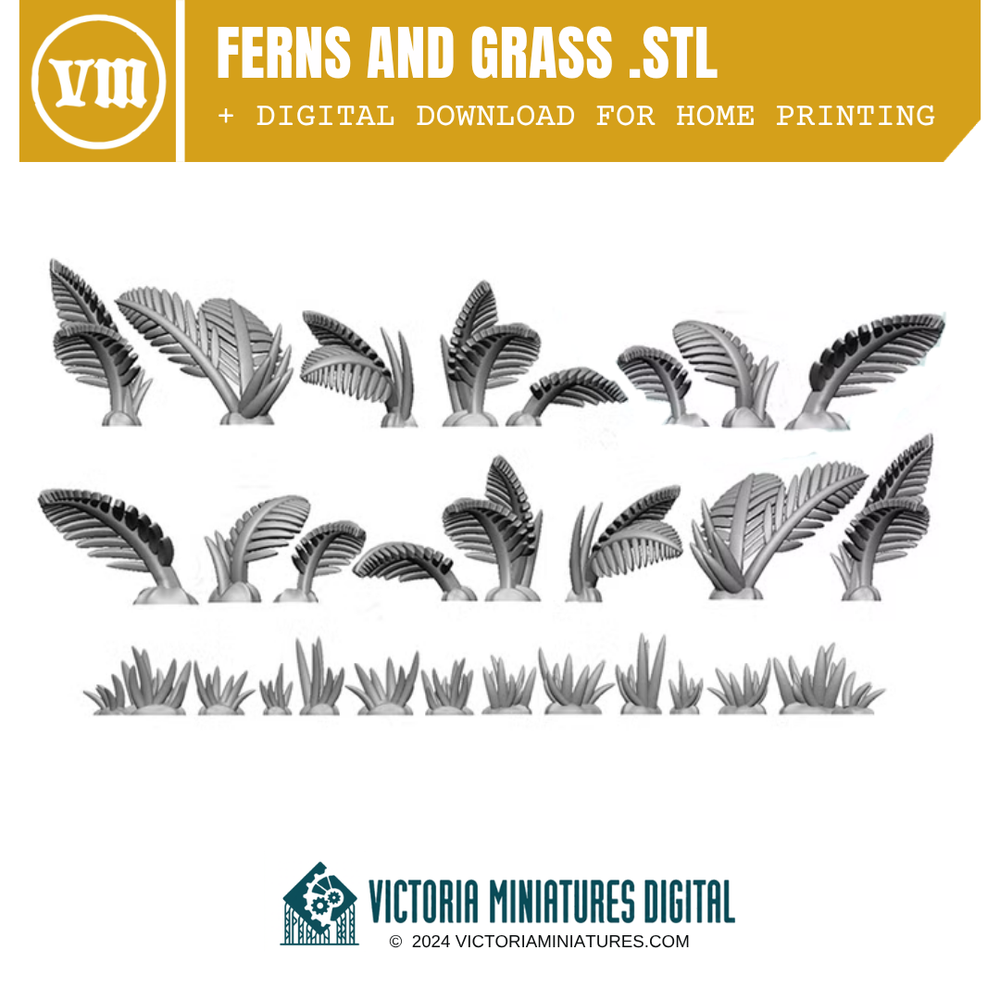 Ferns and Grass. STL Download Victoria Miniatures