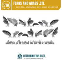 Ferns and Grass. STL Download Victoria Miniatures