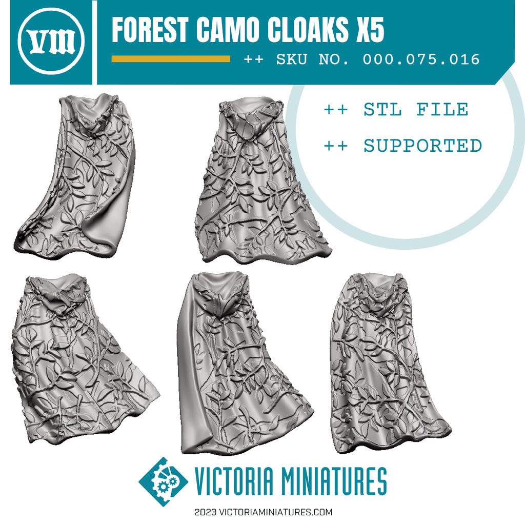 Forest Camo Cloaks x5 .STL Download – Victoria Miniatures