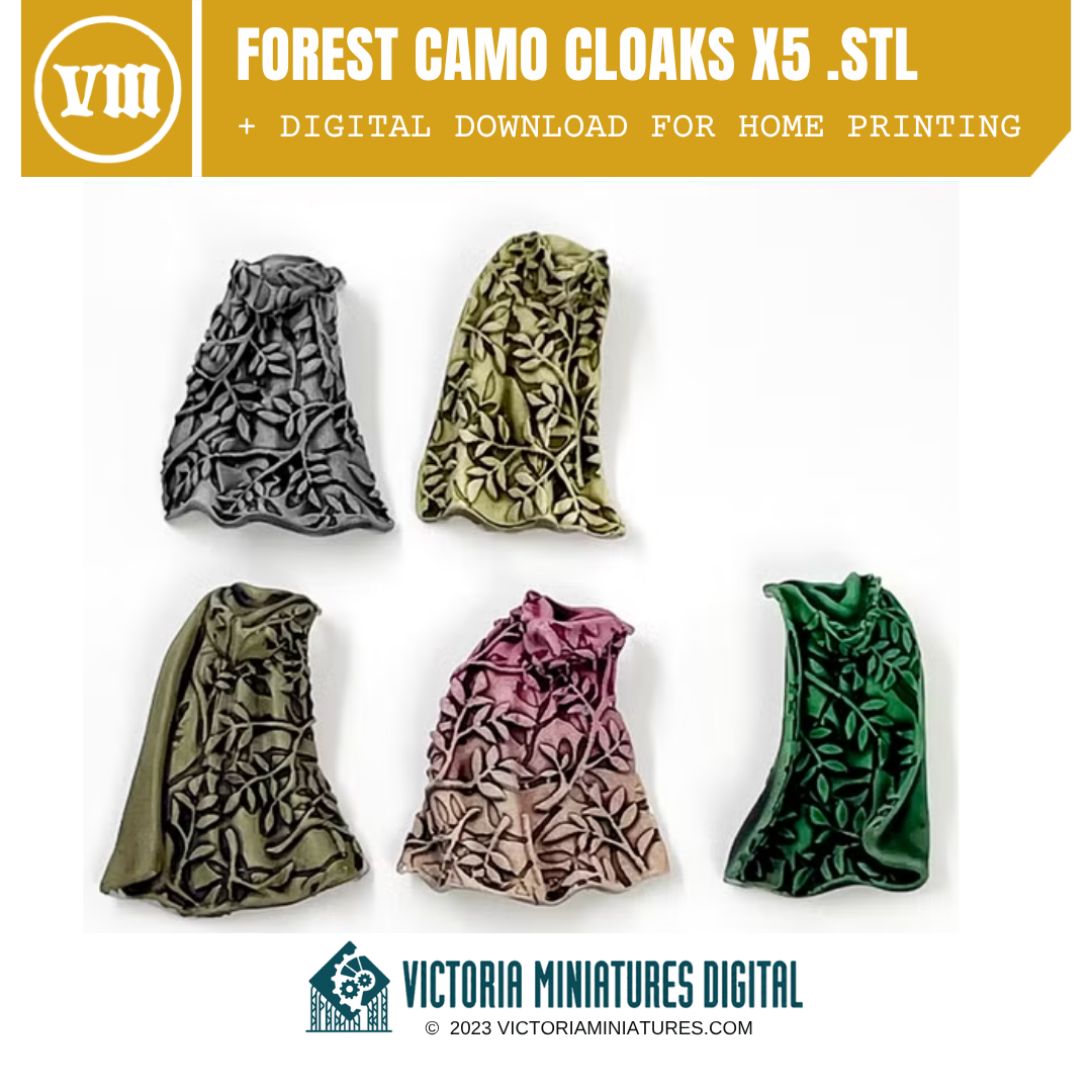 Forest Camo Cloaks x5 .STL Download Victoria Miniatures
