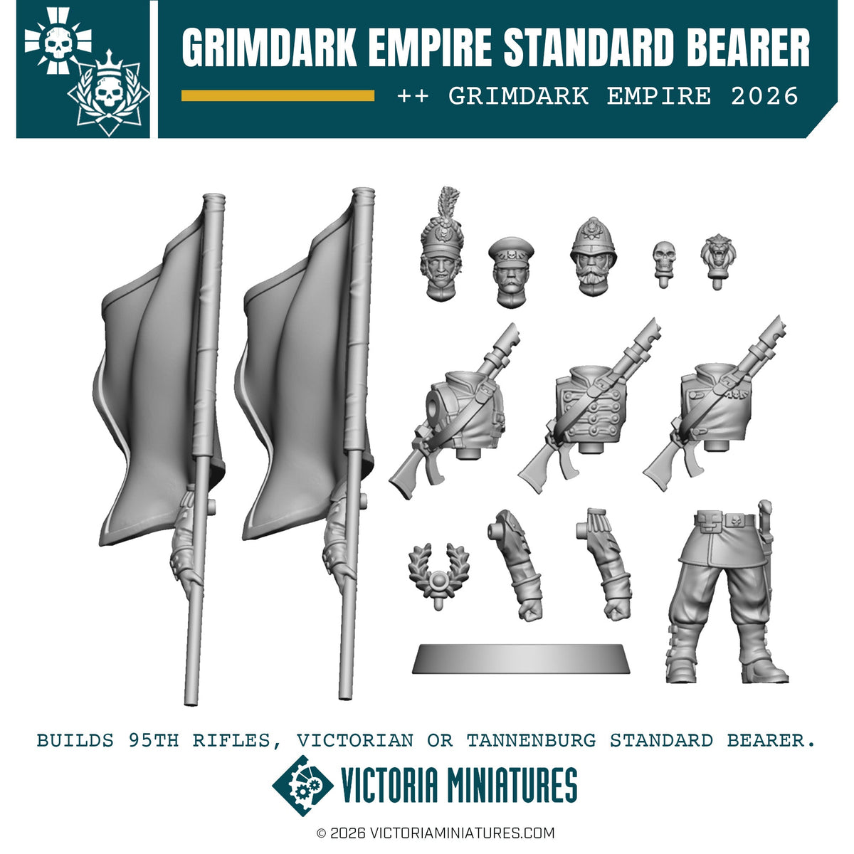 Grimdark Empire Standard Bearer Kit Victoria Miniatures