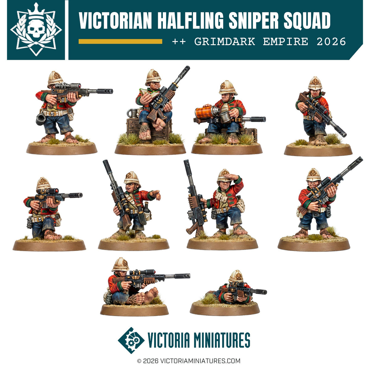 Victorian Halfling Sniper Squad Victoria Miniatures