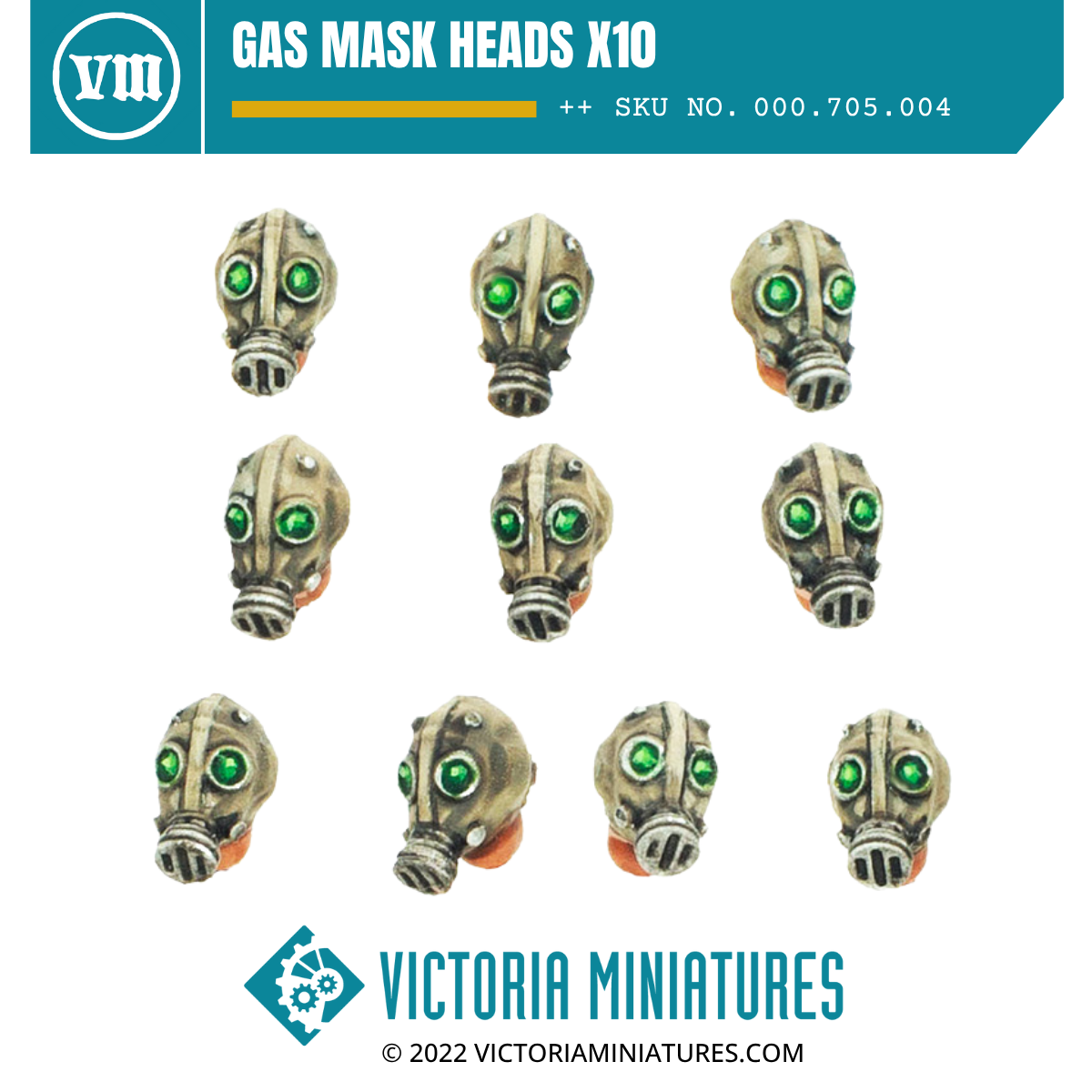 Gas Mask Heads x10