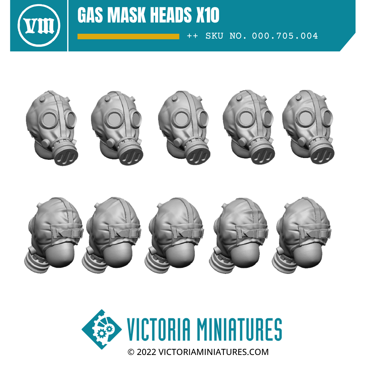 Gas Mask Heads x10