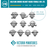 Halfling Brodie Helmet Heads Female x10 .STL Download