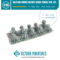 Halfling Brodie Helmet Heads Female x10 .STL Download