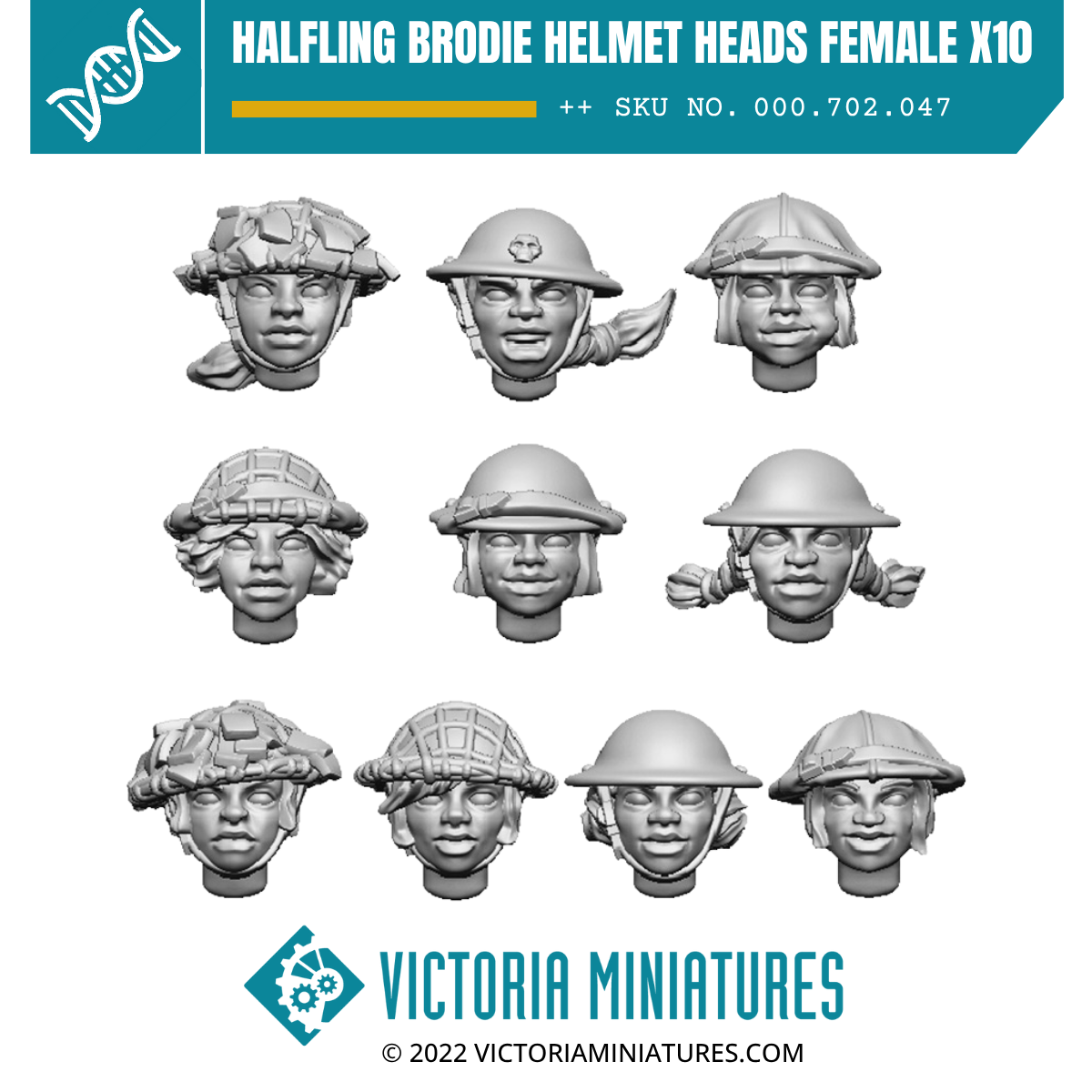 Halfling Brodie Helmet Heads Female x10