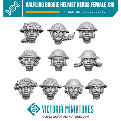 Halfling Brodie Helmet Heads Female x10