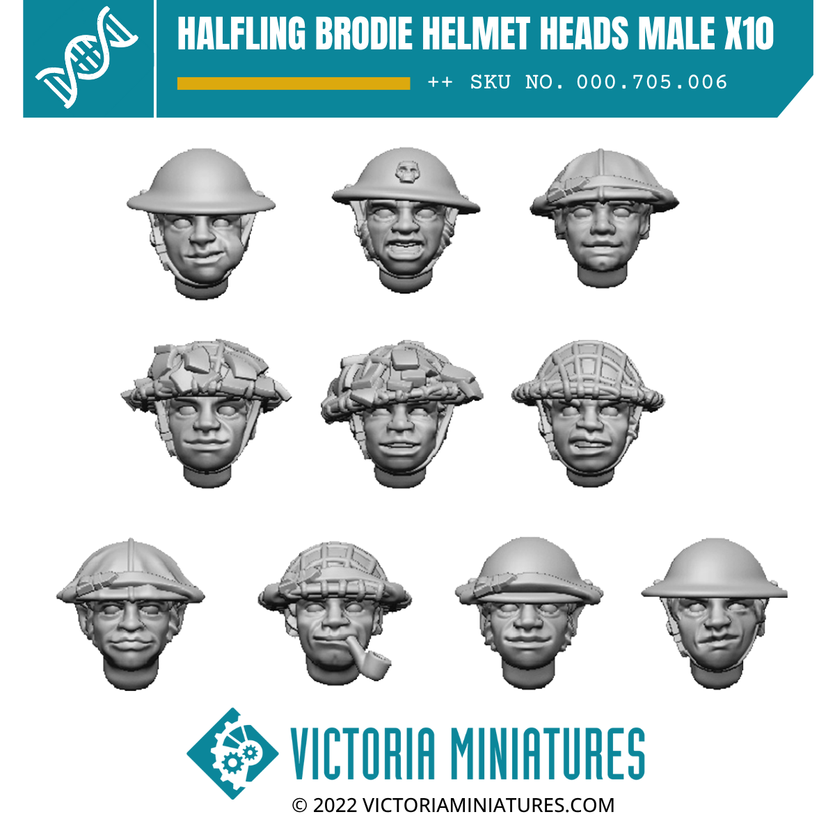 Halfling Brodie Helmet Heads Male x10