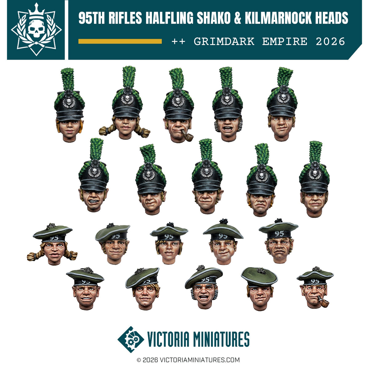 Halfling Shako and Kilmarnock Heads x20 Victoria Miniatures