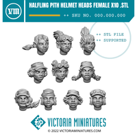 Halfling Sniper Heads Female x10 .STL Files