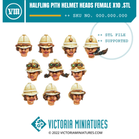 Halfling Pith Helmet Heads Female x10 .STL Download