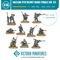 Halfling Sniper Heads Female x10 .STL Files