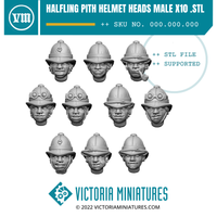 Halfling Pith Helmet Heads Male x10 .STL Download