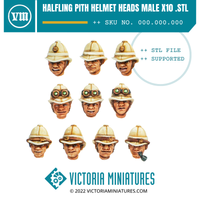 Halfling Pith Helmet Heads Male x10 .STL Download