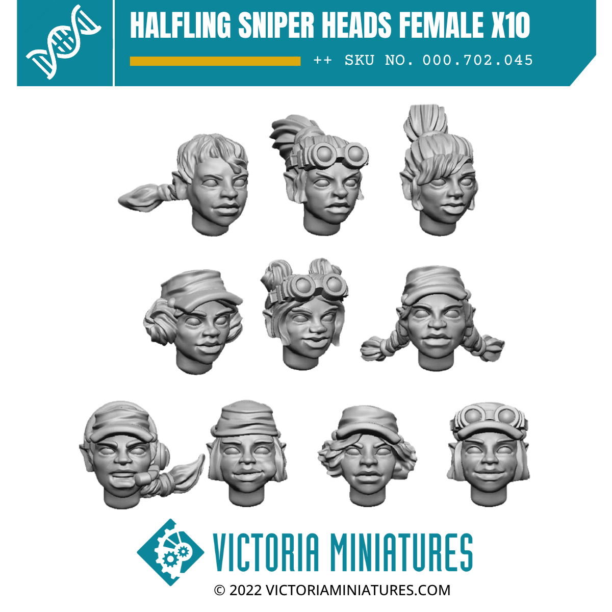 Halfling Sniper Heads Female x10