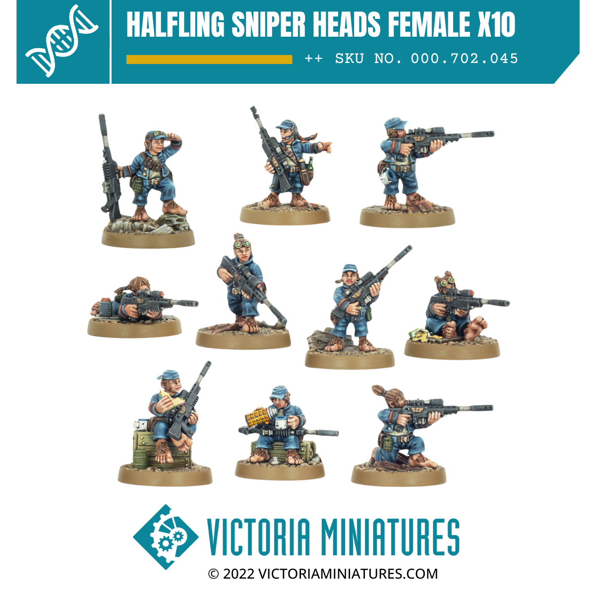 Halfling Sniper Heads Female x10