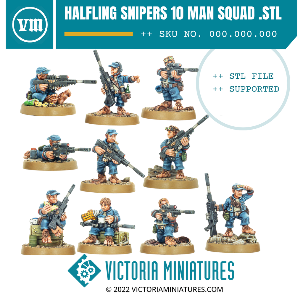 Halfling Snipers 10 Man Squad .STL Files – Victoria Miniatures