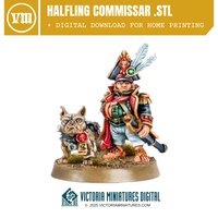 Halfling Commissar and Dog.STL Download Victoria Miniatures
