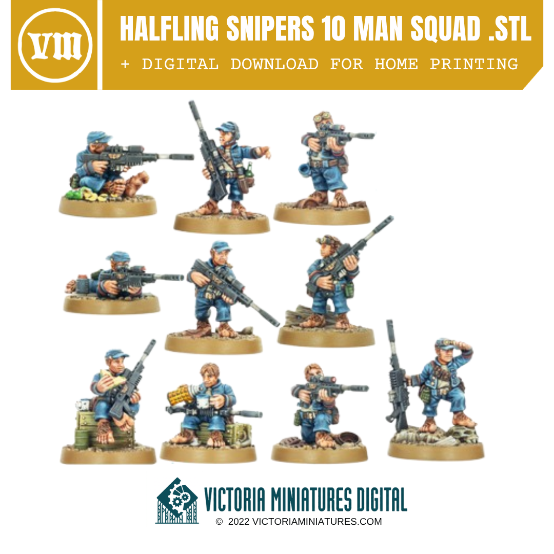 Halfling Snipers 10 Man Squad .STL Files Victoria Miniatures
