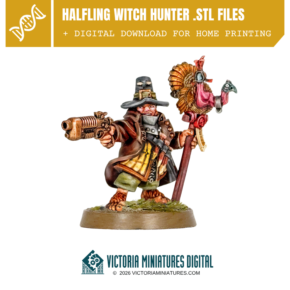 Halfling Witch Hunter. STL Download Victoria Miniatures