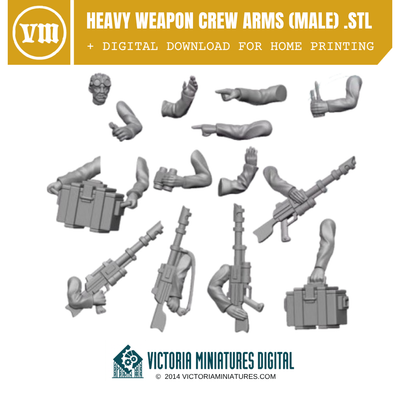 Heavy Weapon Crew Arms (male) .STL Download Victoria Miniatures