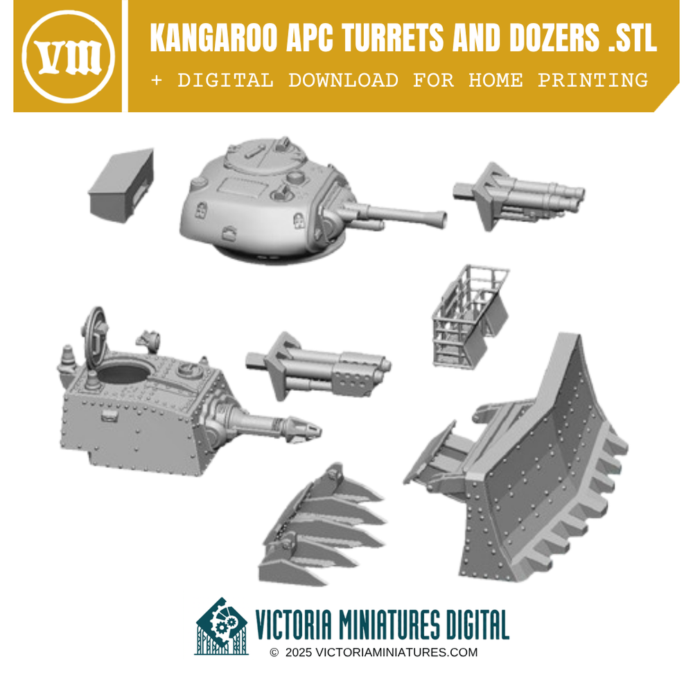 Kangaroo APC Turrets and Dozers .STL Download Victoria Miniatures