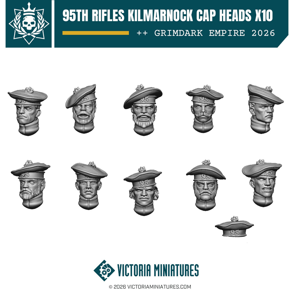 95th Rifles Kilmarnock Cap Heads (Male) Victoria Miniatures