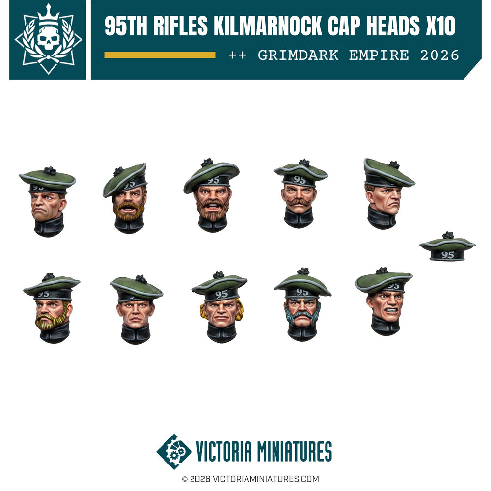 95th Rifles Kilmarnock Cap Heads (Male) Victoria Miniatures