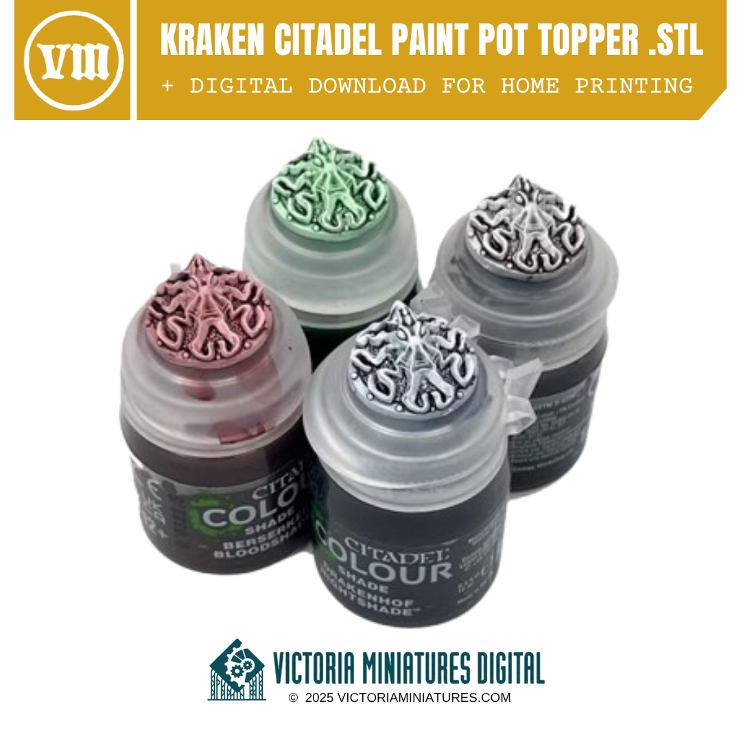 Kraken Paint Pot Topper Swatch .STL Victoria Miniatures