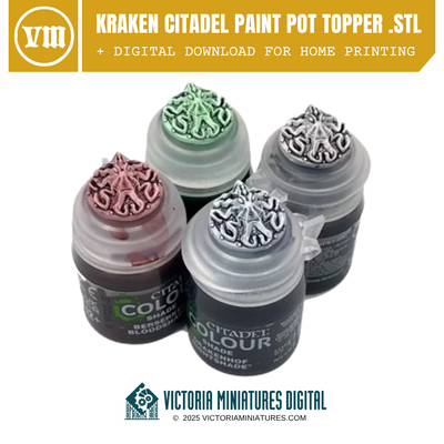 Kraken Paint Pot Topper Swatch .STL Victoria Miniatures
