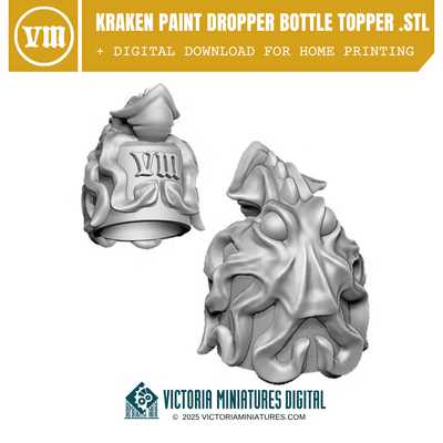 Kraken Paint Bottle Topper Swatch .STL Victoria Miniatures