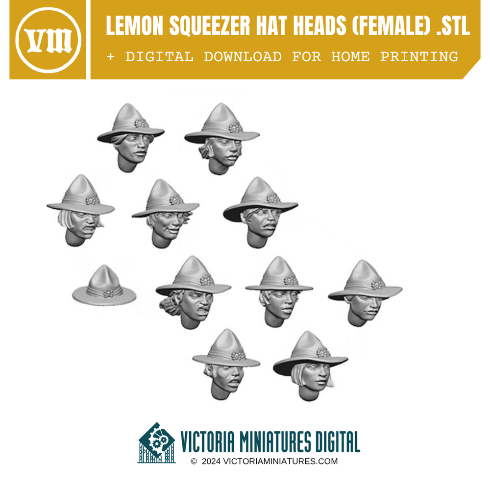 Lemon Squeezer Hat Heads Female x10 .STL Download Victoria Miniatures